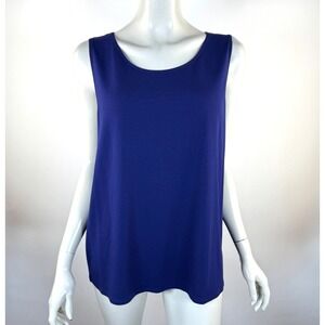 Eileen Fisher Jersey Tank Top Women‎ 1X Sleeveless Round Neck Stretch Royal Blue